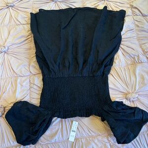 Black Off-Shoulder Smocked Top